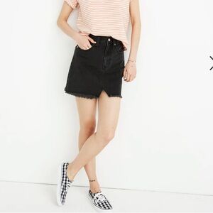 Madewell Rigid Denim A-Line Mini Skirt in Lunar Wash: Cutout Edition Size 30